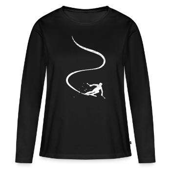 Skifahrer Abfahrt Berge Ski Sport Skier Skifahren - Frauen Premium Bio Langarmshirt - Schwarz - Vorne - Julia (174cm)