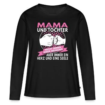 Mama und Tochter ein Herz und eine Seele - Frauen Premium Bio Langarmshirt - Schwarz - Vorne - Julia (174cm)