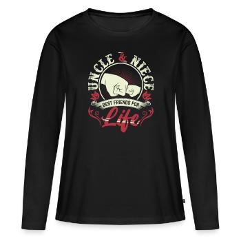 Oncle nièce drôle de cadeau anniversaire B-day - T-shirt manches longues Premium bio Femme - noir - Devant - Julia (174cm)