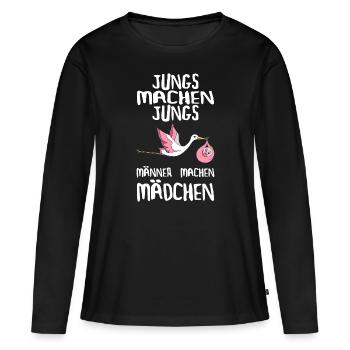 Jungs machen Jungs Männer machen Mädchen Werdender - Frauen Premium Bio Langarmshirt - Schwarz - Vorne - Julia (174cm)