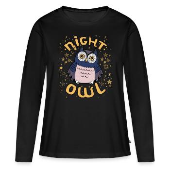 Nachteule - Frauen Premium Bio Langarmshirt - Schwarz - Vorne - Julia (174cm)
