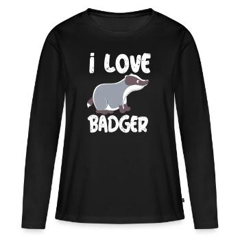 j'aime le blaireau j'aime le blaireau blaireau blaireau forêt - T-shirt manches longues Premium bio Femme - noir - Devant - Julia (174cm)