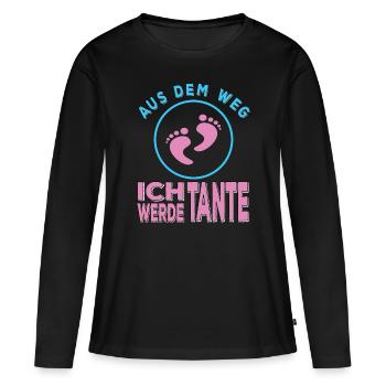 Aus dem Weg ich werde Tante Ankündigung - Frauen Premium Bio Langarmshirt - Schwarz - Vorne - Julia (174cm)