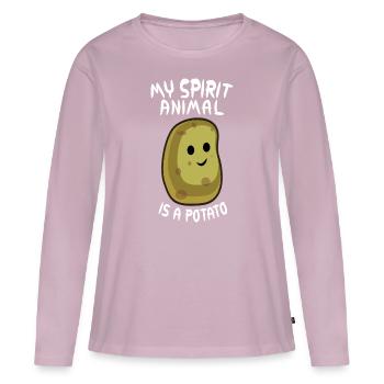 mon animal spirituel est une pomme de terre pommes de terre - T-shirt manches longues Premium bio Femme - rose poudré - Devant - Julia (174cm)