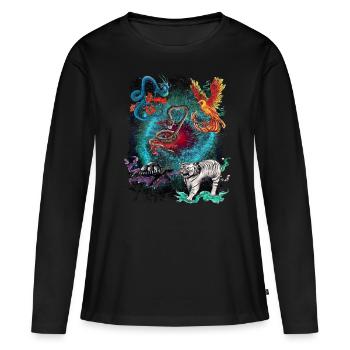 5 sacred animals - Women's Premium Organic Long Sleeve Shirt - black - Front - Julia (174cm)