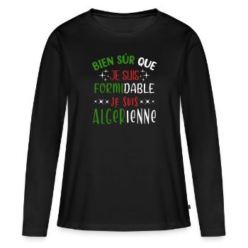 Algérienne Algérie, idée cadeau région, ville - T-shirt manches longues Premium bio Femme - noir - Devant - Julia (174cm)