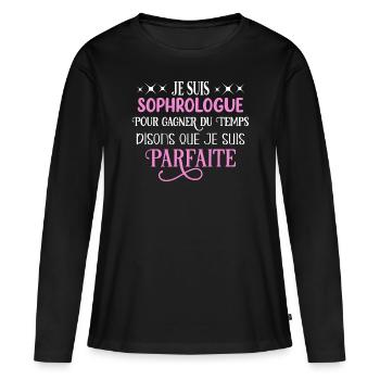 Sophrologue humour métier idée cadeau professions - T-shirt manches longues Premium bio Femme - noir - Devant - Julia (174cm)