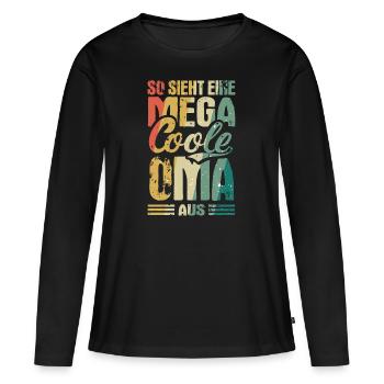 So Sieht ein Mega Cooler Oma aus Vintage Geschenk - Frauen Premium Bio Langarmshirt - Schwarz - Vorne - Julia (174cm)