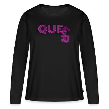 Jaune queer - T-shirt manches longues Premium bio Femme - noir - Devant - Julia (174cm)