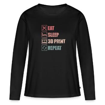 Imprimante 3D - T-shirt manches longues Premium bio Femme - noir - Devant - Julia (174cm)
