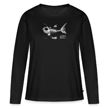 Tête de poisson en arête Meilleur pêcheur - T-shirt manches longues Premium bio Femme - noir - Devant - Julia (174cm)