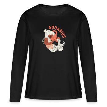 Verseau - T-shirt manches longues Premium bio Femme - noir - Devant - Julia (174cm)