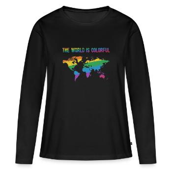 The world is colorful - T-shirt manches longues Premium bio Femme - noir - Devant - Julia (174cm)