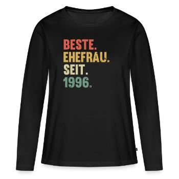 Beste Ehefrau Seit 1996 Hochzeit Silberhochzeit - Frauen Premium Bio Langarmshirt - Schwarz - Vorne - Julia (174cm)