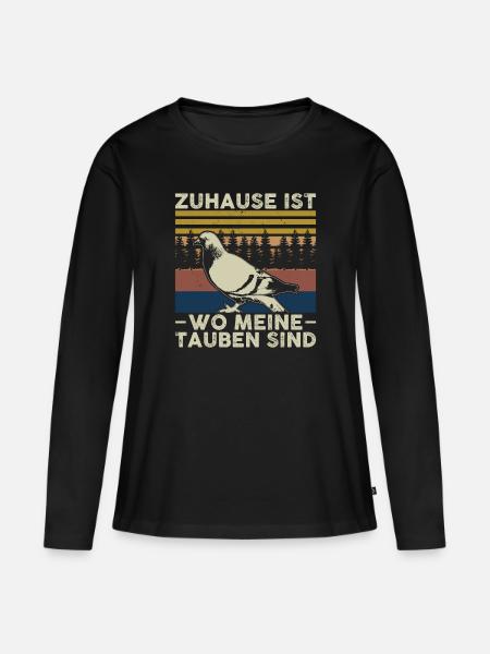 Taubenzüchter Tauben Taubenzucht Taube Geschenk - Frauen Premium Bio Langarmshirt - Schwarz