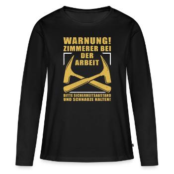 Zimmerer Zimmermann Zimmerei Geschenk Handwerker - Frauen Premium Bio Langarmshirt - Schwarz - Vorne - Julia (174cm)