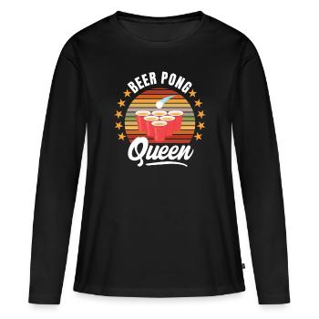 Beer Pong Queen - Frauen Premium Bio Langarmshirt - Schwarz - Vorne - Julia (174cm)
