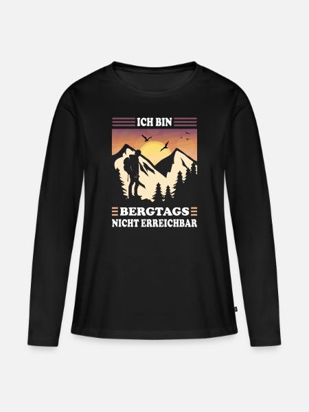 Ich Bin Bergtags Nicht Erreichbar Wandern Klettern - Frauen Premium Bio Langarmshirt - Schwarz