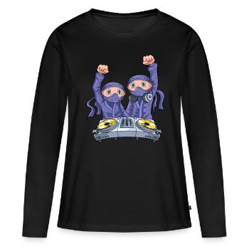 Dj Pour Disc Jockey Table de mixage Techno Rave - T-shirt manches longues Premium bio Femme - noir - Devant - Julia (174cm)