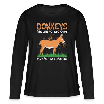 Ânes sort ânes - T-shirt manches longues Premium bio Femme - noir - Devant - Julia (174cm)