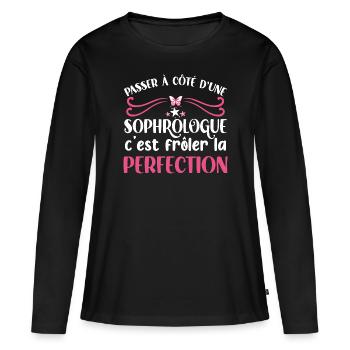 Sophrologue humour métier idée cadeau professions - T-shirt manches longues Premium bio Femme - noir - Devant - Julia (174cm)