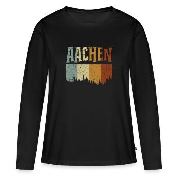 Aachen - Frauen Premium Bio Langarmshirt - Schwarz - Vorne - Julia (174cm)