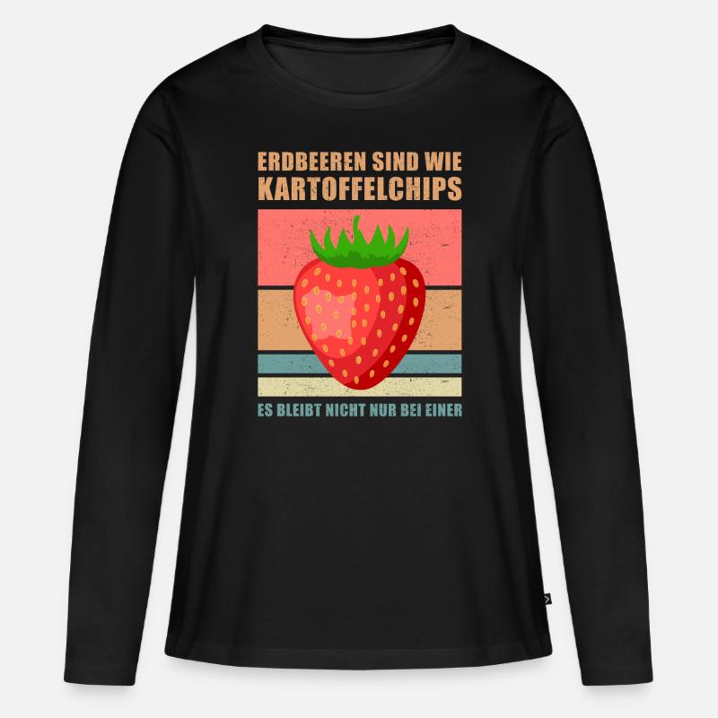 Erdbeeren Erdbeere Garten Vegan Gärtner Geschenk - Frauen Premium Bio Langarmshirt - Schwarz