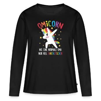 Oma Dabbing Einhorn Großmutter Omicorn Spruch - Frauen Premium Bio Langarmshirt - Schwarz - Vorne - Julia (174cm)