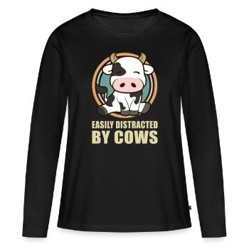 Vache vache vache vaches vaches amoureux de vaches cadeau - T-shirt manches longues Premium bio Femme - noir - Devant - Julia (174cm)
