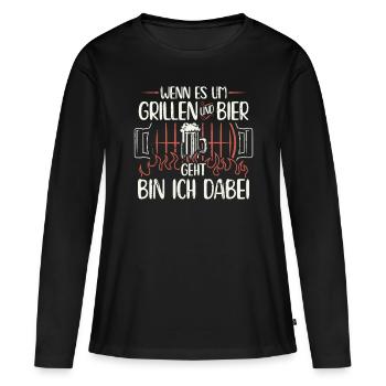 Grillen BBQ Griller Grillsaison Grill Geschenk - Frauen Premium Bio Langarmshirt - Schwarz - Vorne - Julia (174cm)