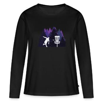 Trend sport Discgolf dans la forêt noire - T-shirt manches longues Premium bio Femme - noir - Devant - Julia (174cm)