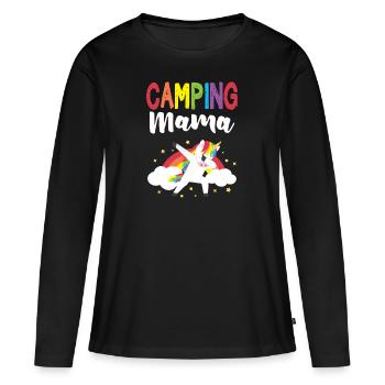 Camperin Einhorn Lustiger Camper Camping Mama - Frauen Premium Bio Langarmshirt - Schwarz - Vorne - Julia (174cm)