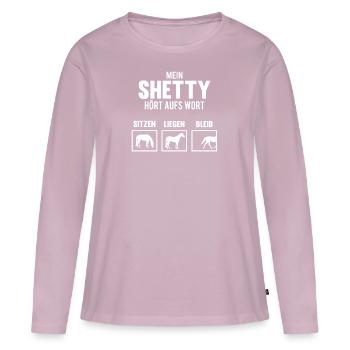 Mein Shetty hört aufs Wort Pferd Reiter Geschenk - Frauen Premium Bio Langarmshirt - Altrosa - Vorne - Julia (174cm)