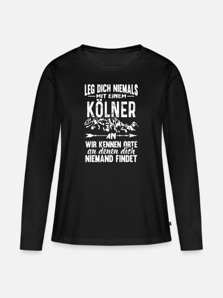 Leg Dich Niemals mit einem Kölner an Köln - Frauen Premium Bio Langarmshirt - Schwarz