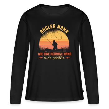 Angler Mama - Angeln Frauen - Frauen Premium Bio Langarmshirt - Schwarz - Vorne - Julia (174cm)