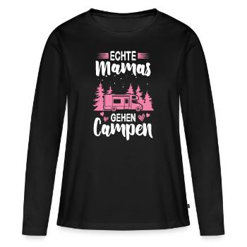 Echte Mamas Gehen Campen Wohnmobil Camping Mama - Frauen Premium Bio Langarmshirt - Schwarz - Vorne - Julia (174cm)