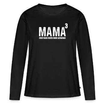 Mama Hoch 3 Schwangerschaft Geburt Mutter - Frauen Premium Bio Langarmshirt - Schwarz - Vorne - Julia (174cm)