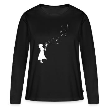 Partitions Pusteblume Musique et rêves - T-shirt manches longues Premium bio Femme - noir - Devant - Julia (174cm)