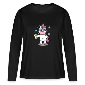 Licorne cool lunettes de soleil - T-shirt manches longues Premium bio Femme - noir - Devant - Julia (174cm)