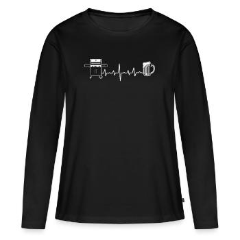 Barbecue barbecue et bières battement de coeur barbecue barbecue - T-shirt manches longues Premium bio Femme - noir - Devant - Julia (174cm)