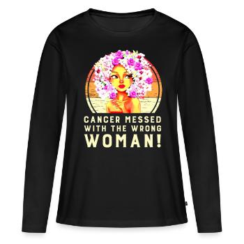 Femme vaincre le cancer maladie - T-shirt manches longues Premium bio Femme - noir - Devant - Julia (174cm)