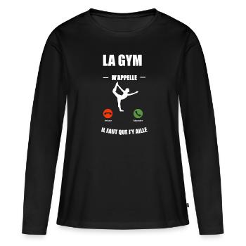 la gym m appelle - T-shirt manches longues Premium bio Femme - noir - Devant - Julia (174cm)