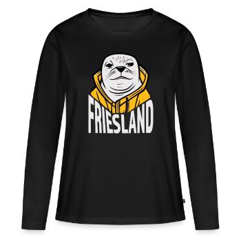 Frise, Freche Robbe avec frise - T-shirt manches longues Premium bio Femme - noir - Devant - Julia (174cm)