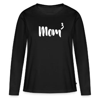 Maman 3 enfants Fête des mères Cadeau - T-shirt manches longues Premium bio Femme - noir - Devant - Julia (174cm)