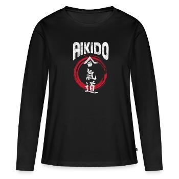 Aïkido - T-shirt manches longues Premium bio Femme - noir - Devant - Julia (174cm)