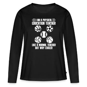Professeurs d’éducation physique Professeurs d’éducation physique - T-shirt manches longues Premium bio Femme - noir - Devant - Julia (174cm)
