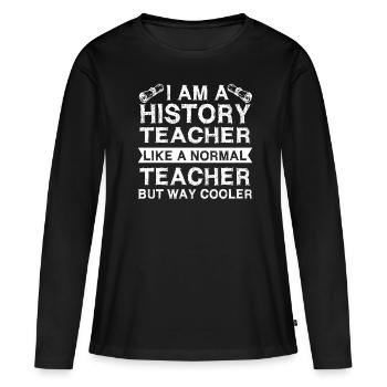 Cours d’histoire - T-shirt manches longues Premium bio Femme - noir - Devant - Julia (174cm)