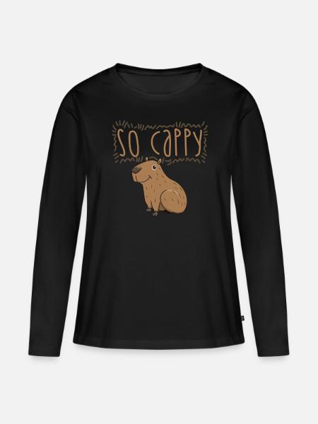 Capybara Wasserschwein Nagetier - Frauen Premium Bio Langarmshirt - Schwarz