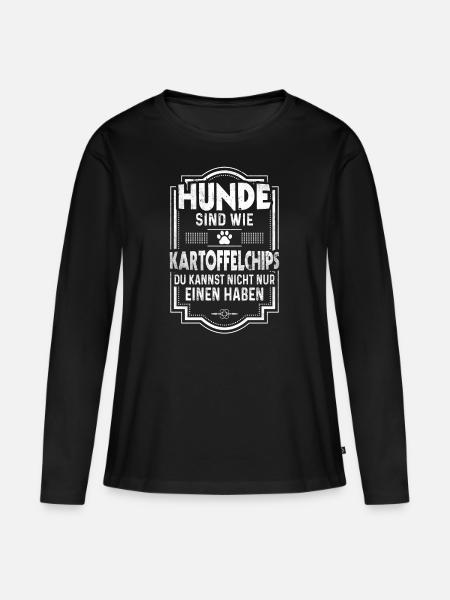 Hunde Spruch Hundeliebhaber Lustig Hund - Frauen Premium Bio Langarmshirt - Schwarz
