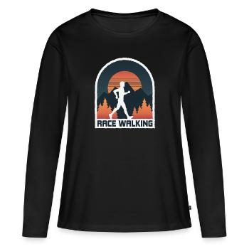 Marcher, marcher dans la belle nature - T-shirt manches longues Premium bio Femme - noir - Devant - Julia (174cm)